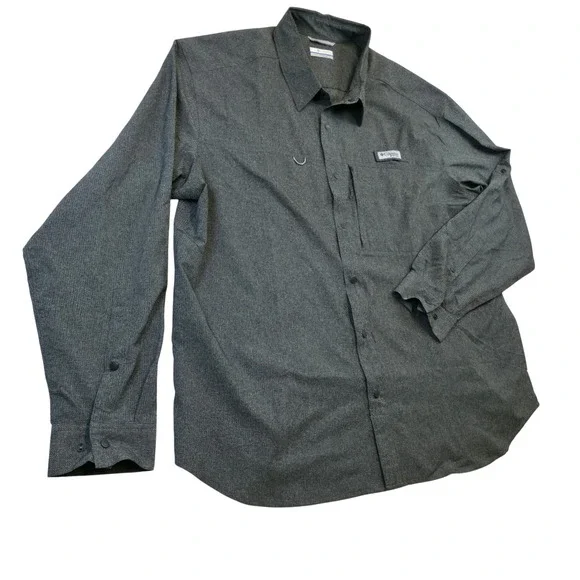 Columbia Men's Long Sleeve Button Up Shirt XL/TG Grey PFG Omni Outdoor Fishing - Picture 3 of 9